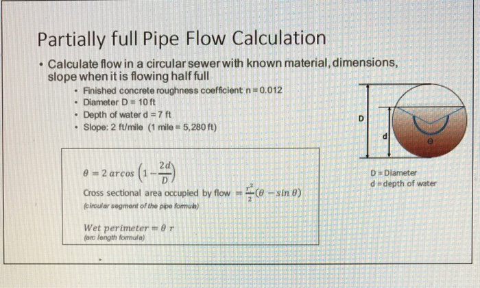 solved-partially-full-pipe-flow-calculation-calculate-flow-chegg