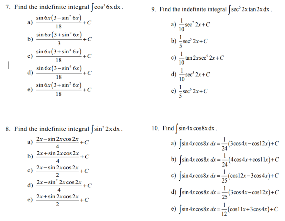 Solved 6x Dx 7 Find The Indefinite Inte Sin 6x 3 Sin 6x Chegg Com