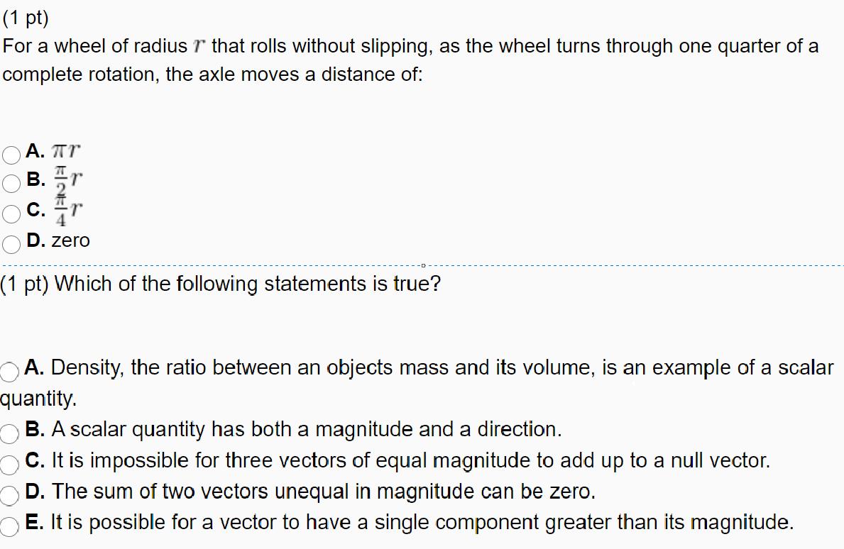 Solved (1 pt) For a wheel of radius r that rolls without | Chegg.com