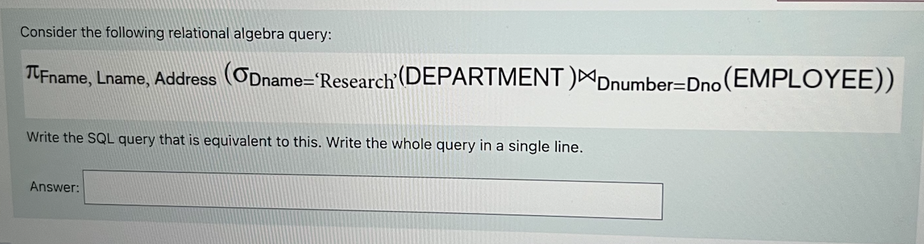 Solved Write the SQL query that is equivalent to this. Write | Chegg.com