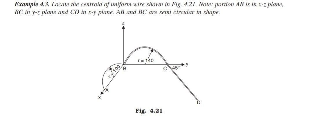 Solved Example 4.3. Locate the centroid of uniform wire | Chegg.com