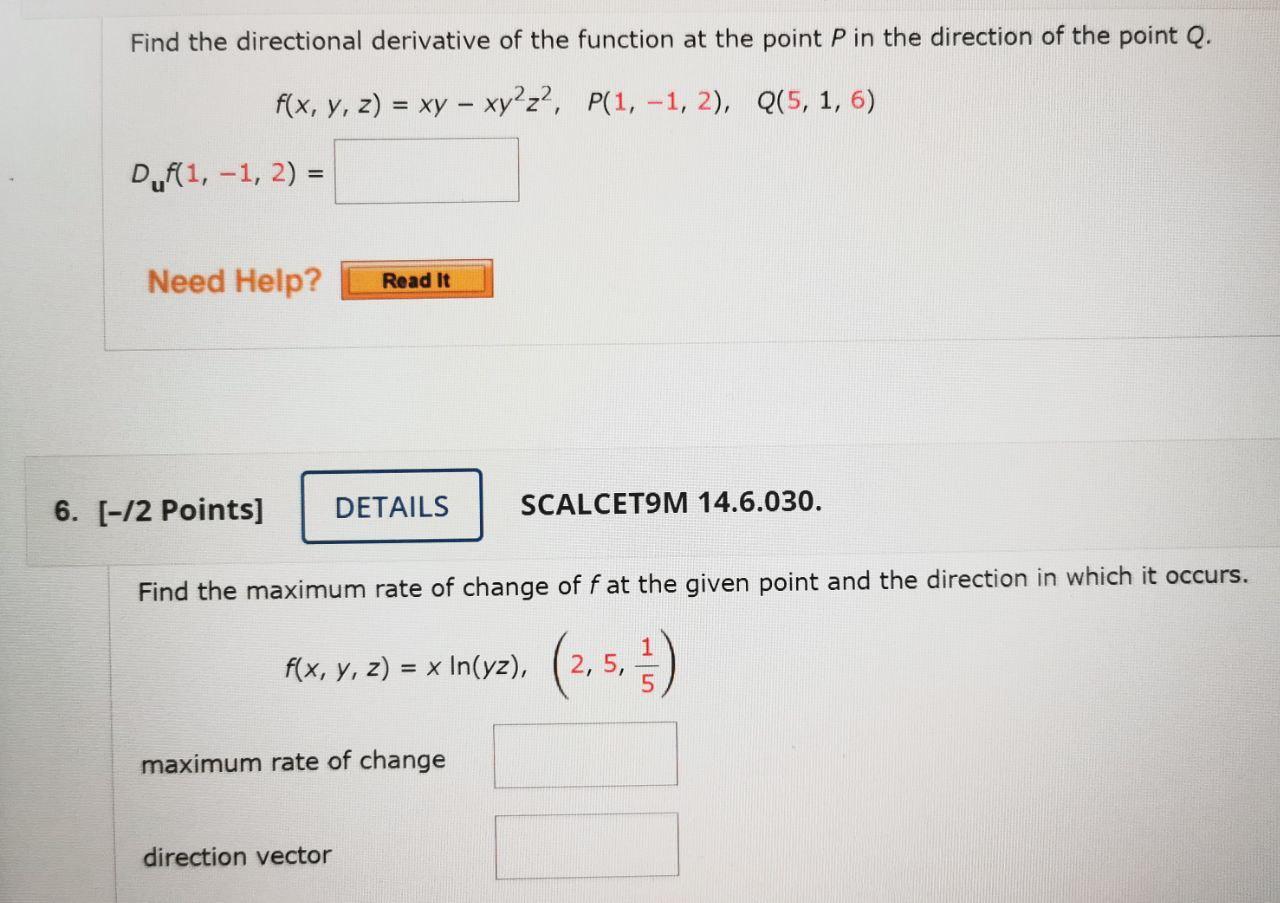 Solved Find The Directional Derivative Of The Function At