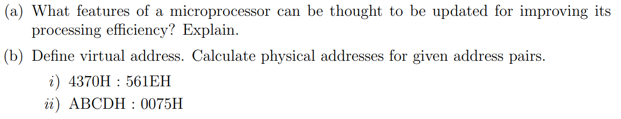 Solved (a) What features of a microprocessor can be thought | Chegg.com