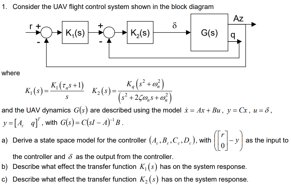 Solved 1. Consider the UAV flight control system shown in | Chegg.com