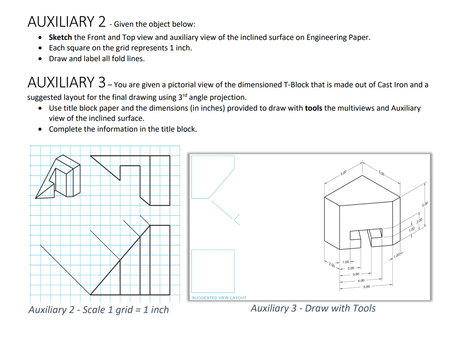 Solved AUXILIARY 2 - Given the object below: - Sketch the | Chegg.com