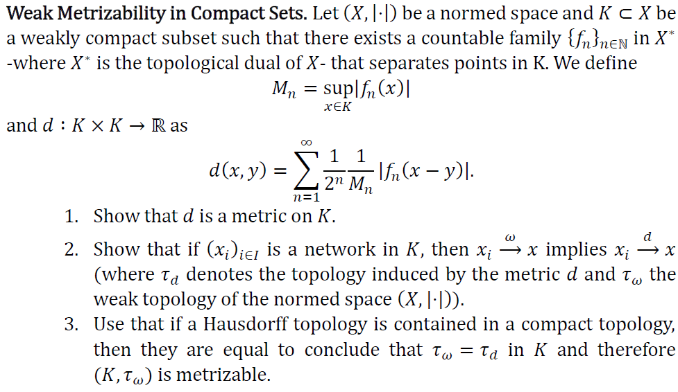 Solved THIS IS FUNCTIONAL ANALYSIS. WEAK TOPOLOGY AND 