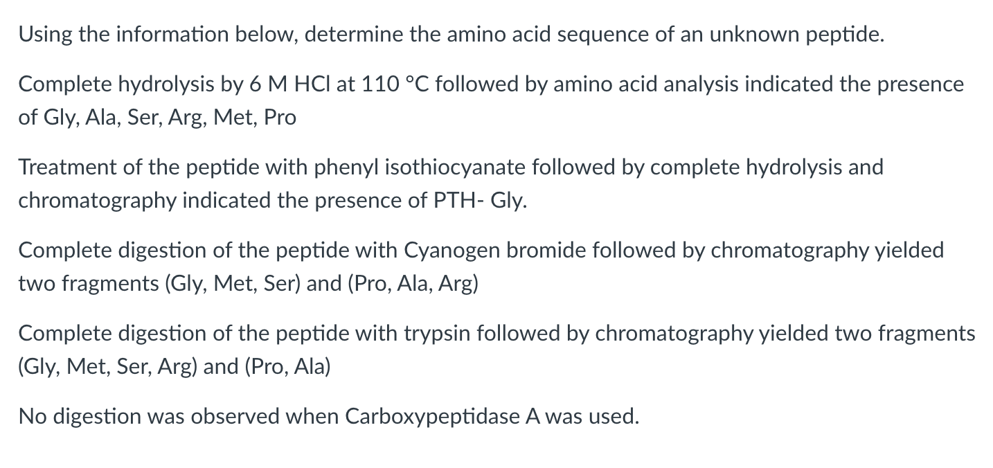 Solved Using The Information Below, Determine The Amino Acid | Chegg.com