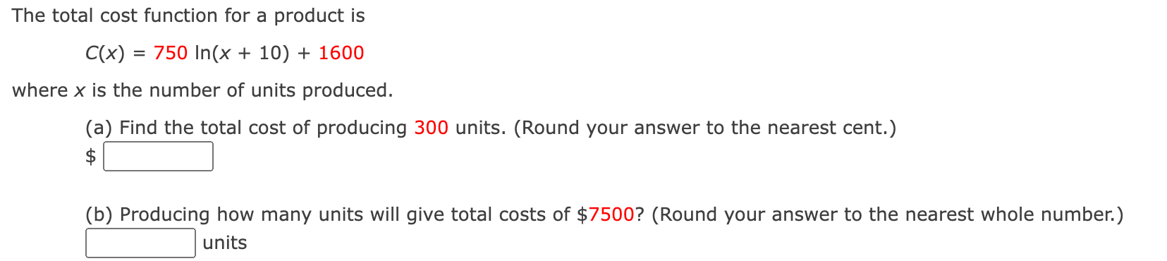 Solved The total cost function for a product is | Chegg.com