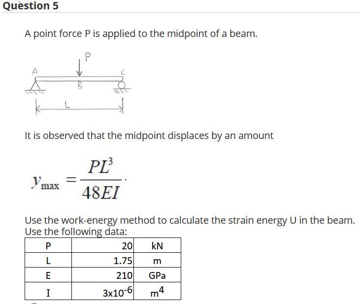 Solved Question 5 A point force P is applied to the midpoint | Chegg.com