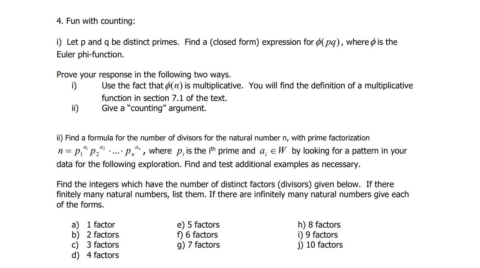 4 Fun With Counting I Let P And Q Be Distinct P Chegg Com