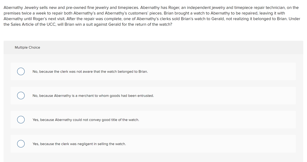 Solved Abernathy Jewelry sells new and preowned fine