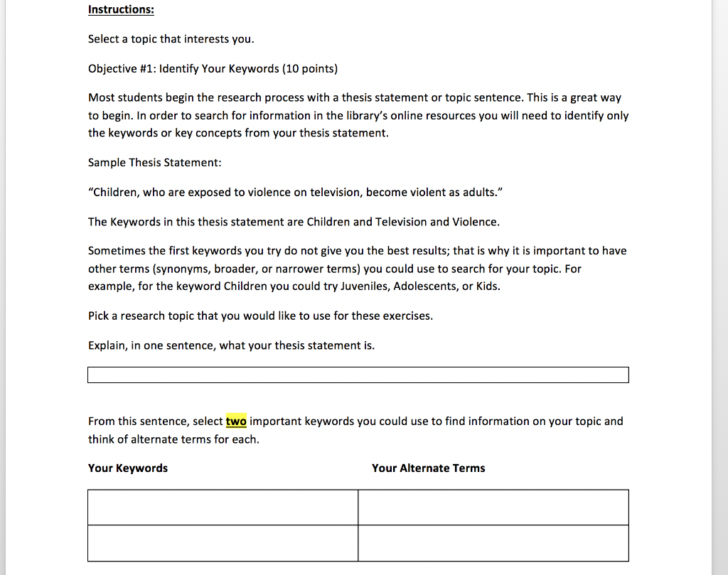 objective thesis statement examples