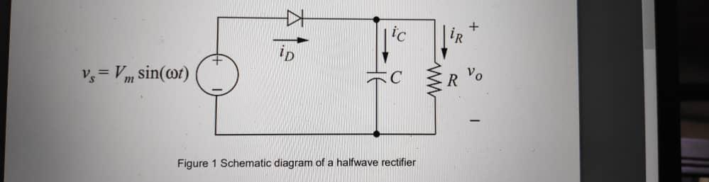Solved Given a halfwave rectifier with an RC load as shown | Chegg.com