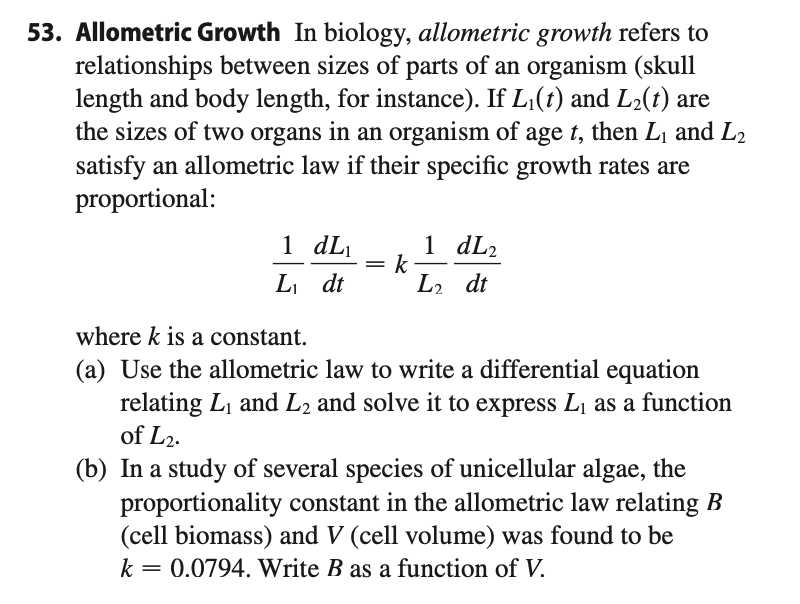 Solved 3. Allometric Growth In biology, allometric growth
