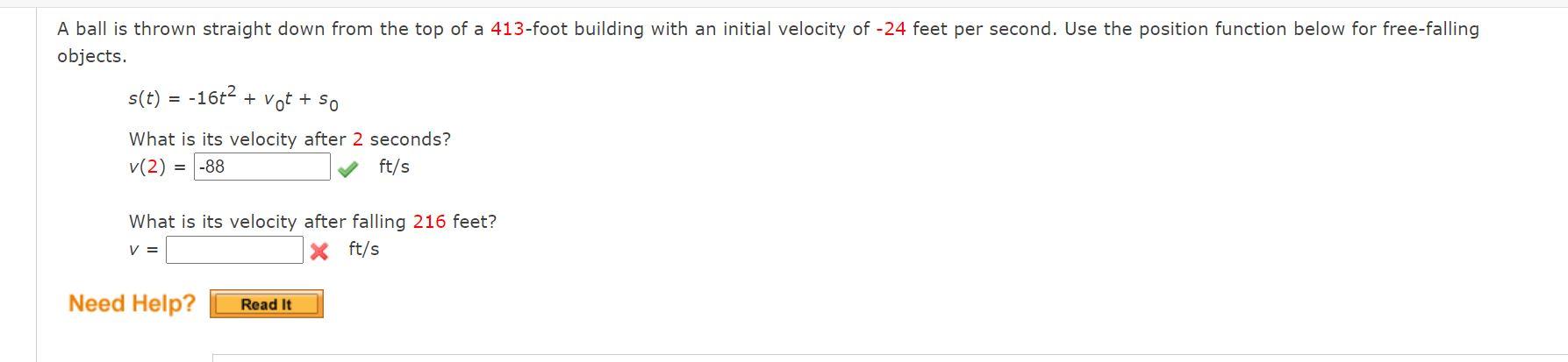 Solved A ball is thrown straight down from the top of a | Chegg.com