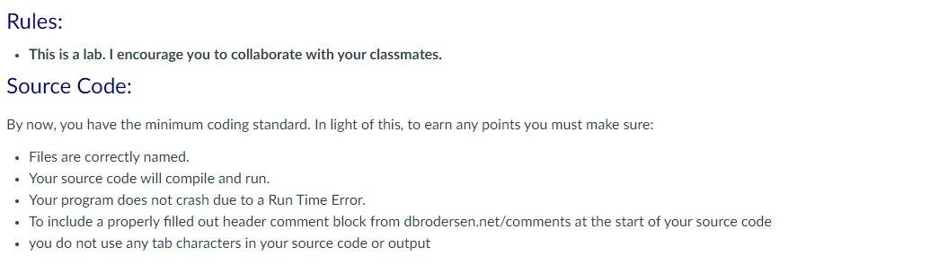 Solved Rules: • This is a lab. I encourage you to | Chegg.com