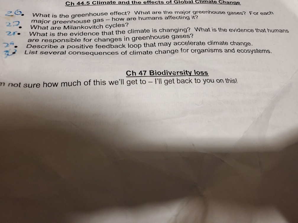 Solved Ch 44.5 Climate and the effects of Global climate | Chegg.com