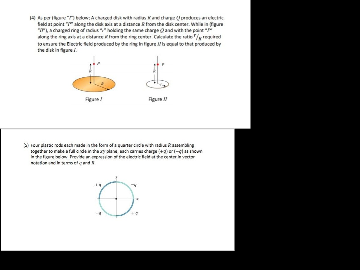 Solved (4) As per (figure "T") below; A charged disk with | Chegg.com