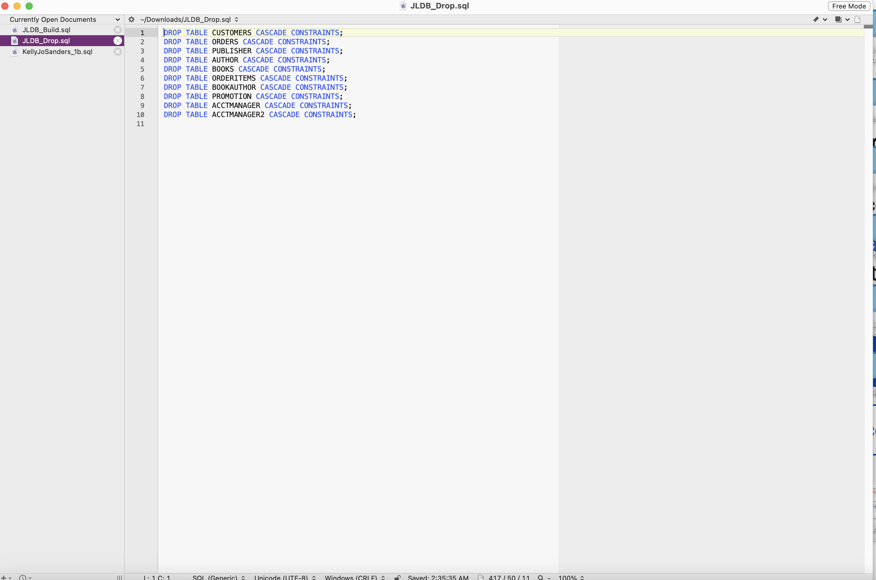 Solved In Chapter 2, you will run a SQL script to create the | Chegg.com
