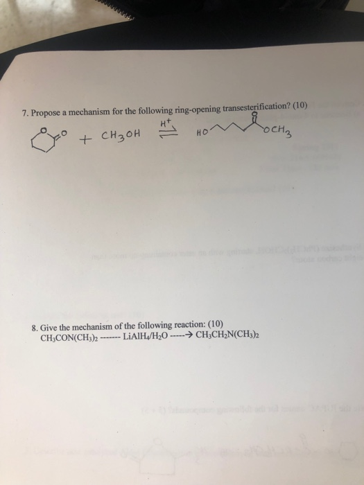 Solved 7. Propose a mechanism for the following ring-opening | Chegg.com