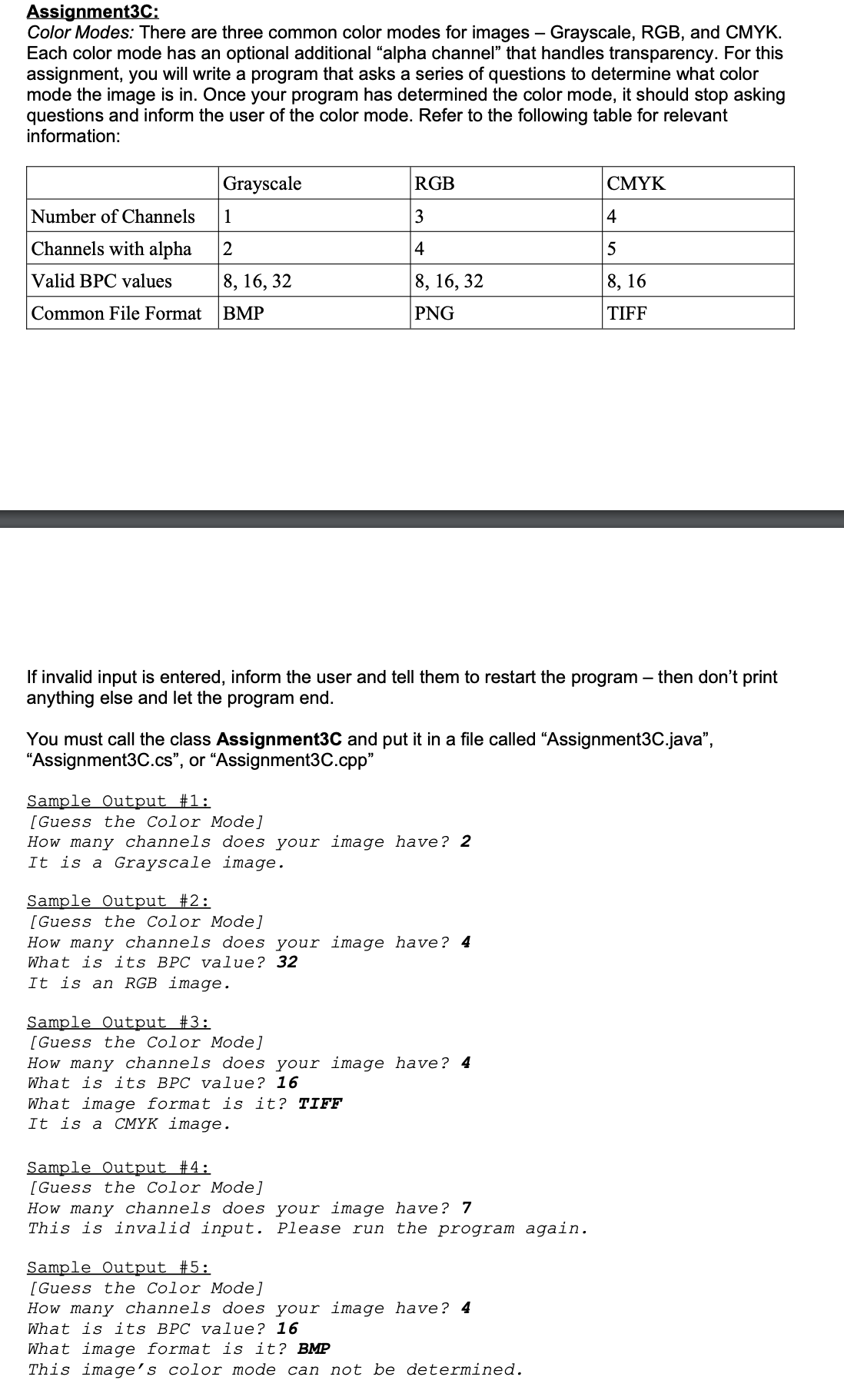 Solved Assignment 3C : Color Modes: There are three common | Chegg.com