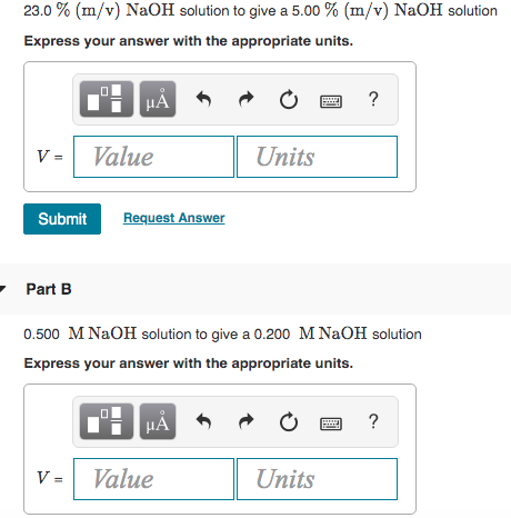 23 0 M V Naoh Solution To Give A 5 00 M V Chegg Com