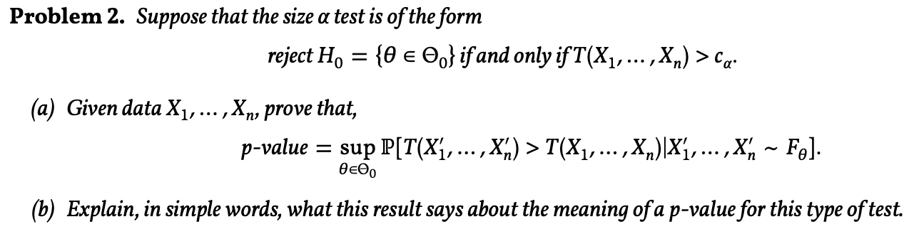 Problem 2. Suppose that the size α test is of the | Chegg.com