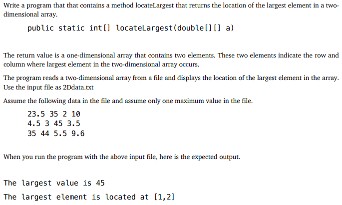 Solved Write a program that that contains a method | Chegg.com