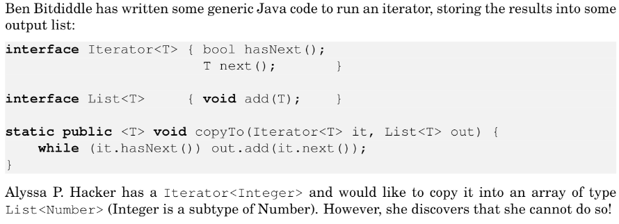 Solved Ben Bitdiddle has written some generic Java code to | Chegg.com