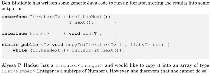 Solved Ben Bitdiddle Has Written Some Generic Java Code To | Chegg.com