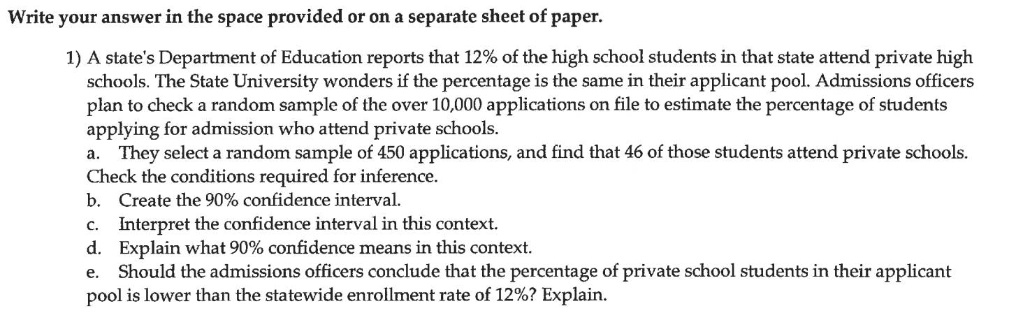 Solved Write your answer in the space provided or on a | Chegg.com