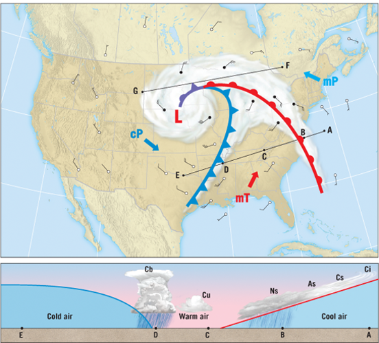 Solved What weather would you expect at the cold front of a | Chegg.com