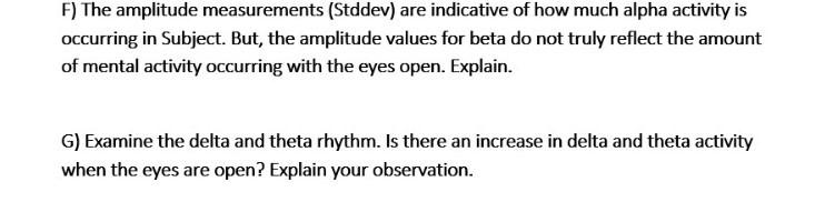 Solved F) The amplitude measurements (Stddev) are indicative | Chegg.com