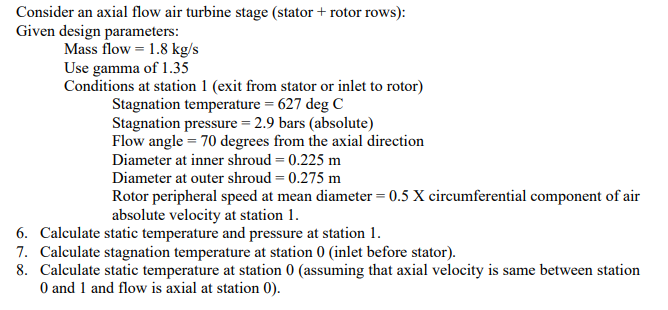Solved Consider an axial flow air turbine stage (stator + | Chegg.com
