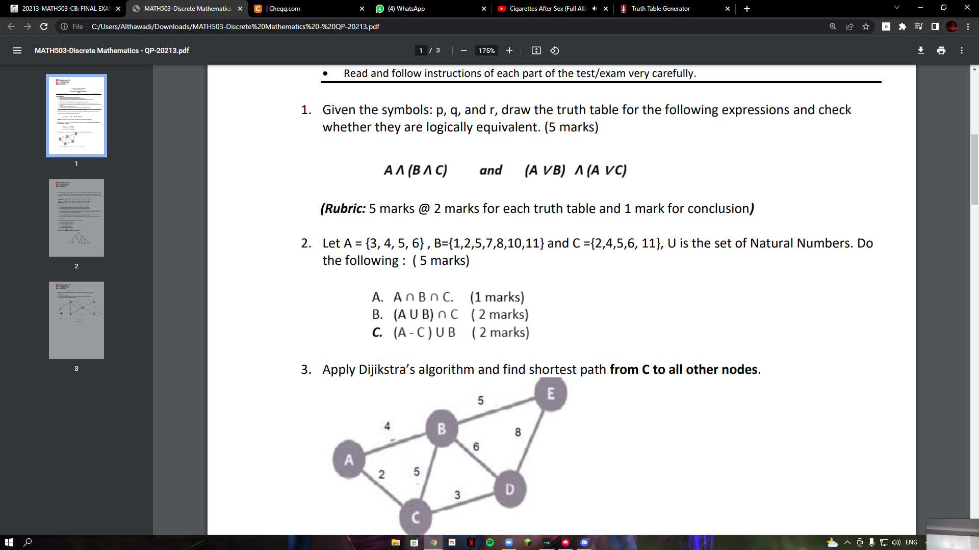 Solved 2. Let A = {3, 4, 5, 6} , B={1,2,5,7,8,10,11} And C | Chegg.com