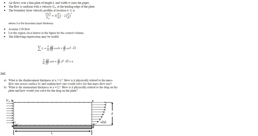 Solved Air flows over a thin plate of length L and width w | Chegg.com