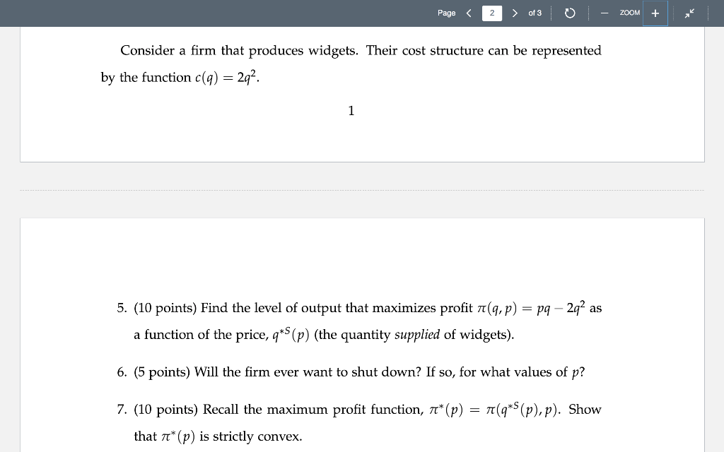 Solved Page of 3 0 ZOOM + Consider a firm that | Chegg.com