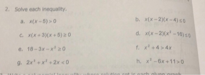 Solved 2. Solve each inequality. b. x(x-2)(x-4)s0 a. | Chegg.com