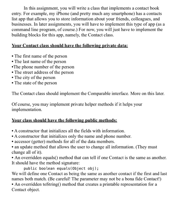 Solved In this assignment, you will write a class that | Chegg.com