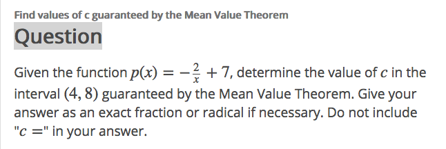 Solved Find values of c guaranteed by the Mean Value Theorem | Chegg.com