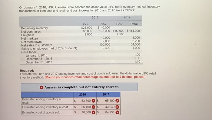 Solved On January 1 2016 Hgc Camera Store Adopted The 6121