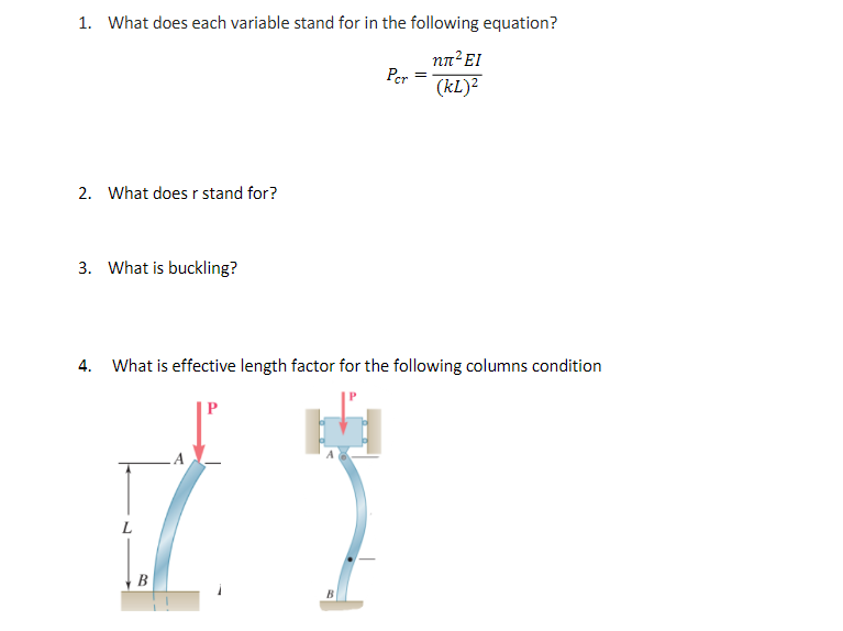 Solved 1. What does each variable stand for in the | Chegg.com