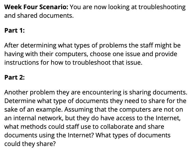 Solved Week Four Scenario: You Are Now Looking At | Chegg.com