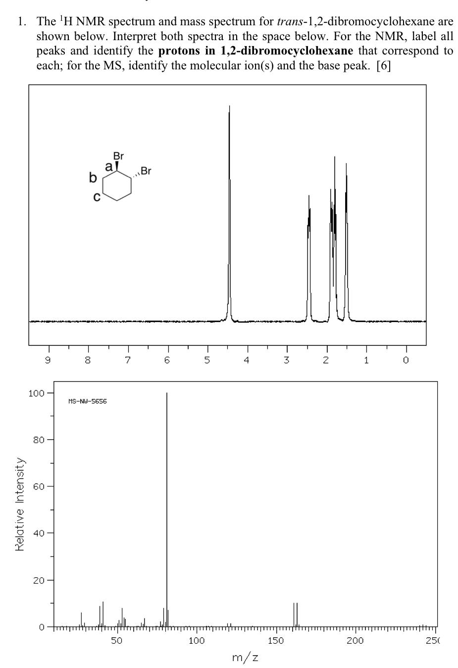 Solved 1. The 1H NMR Spectrum And Mass Spectrum For | Chegg.com