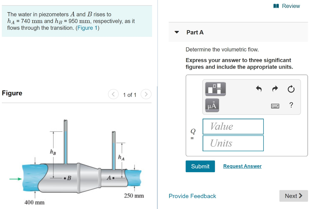 Solved Review The water in piezometers A and B rises to ha = | Chegg.com