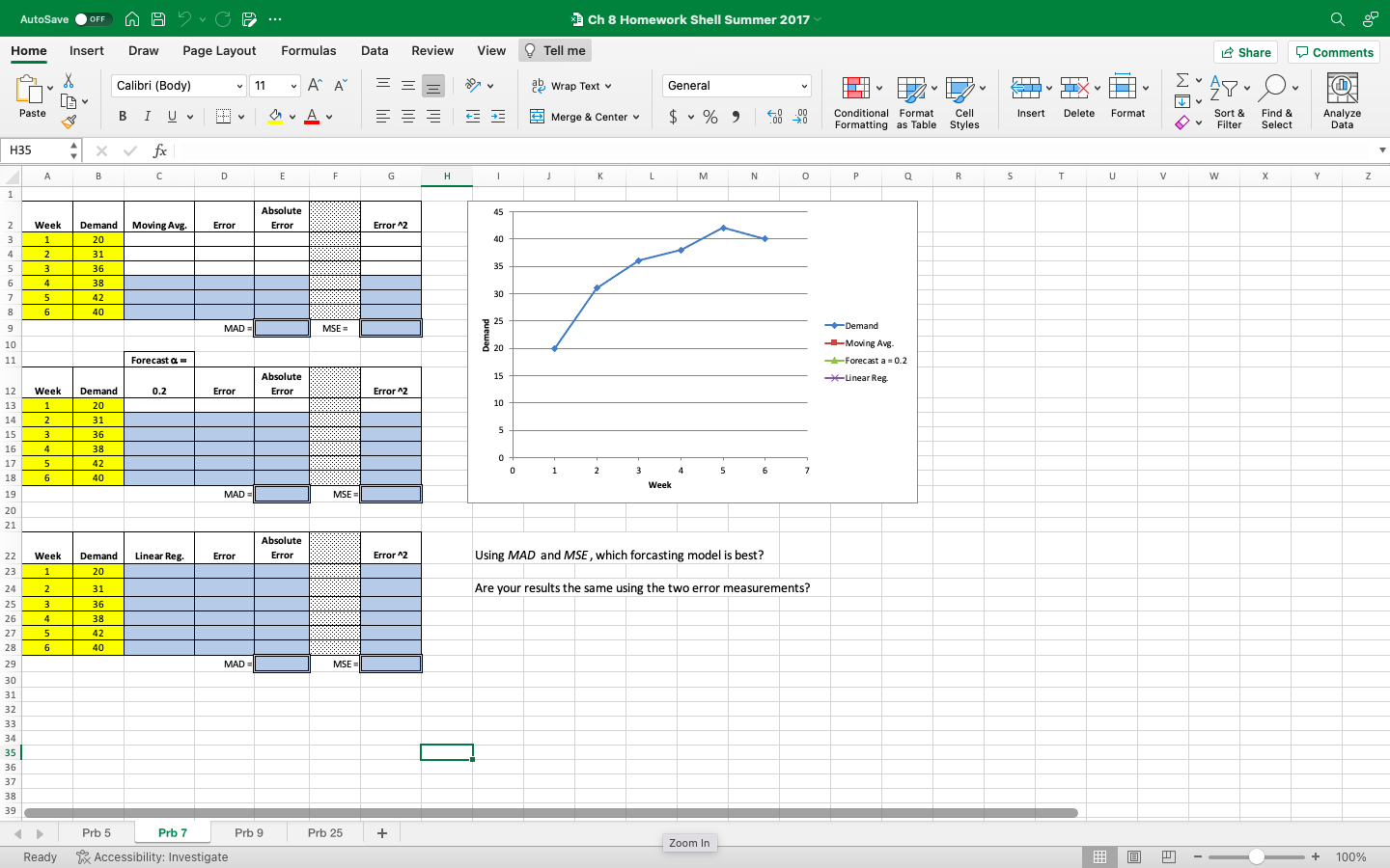 Solved The squared error formula in Excel uses ^2 to | Chegg.com