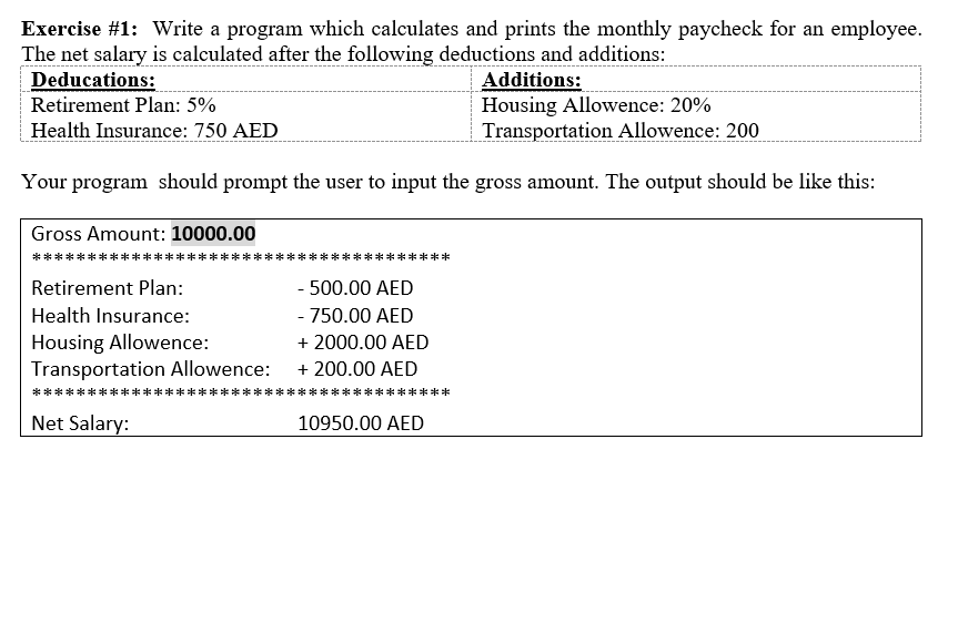 Solved Exercise #1: Write a program which calculates and | Chegg.com