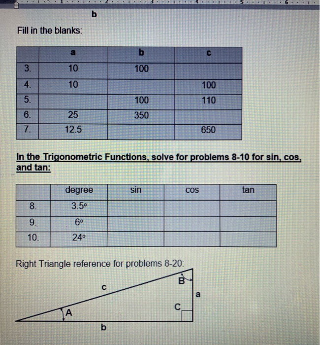 Right Triangle and Trigonometric Functions Exercise | Chegg.com