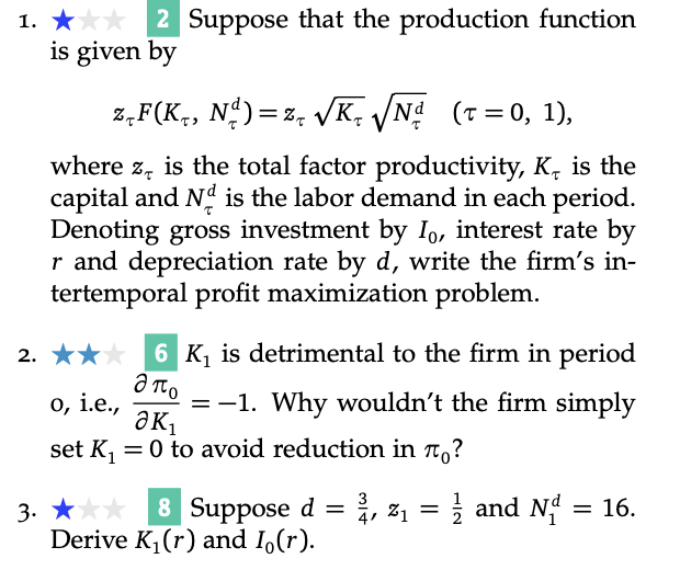 Solved = 1. * * 2 Suppose That The Production Function Is | Chegg.com