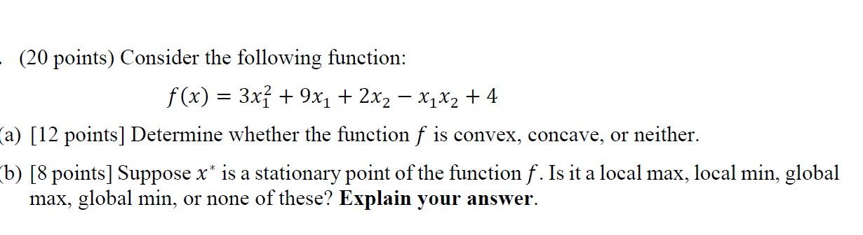 Solved 20 points) Consider the | Chegg.com